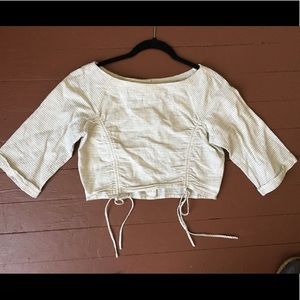 New Zara Linen Rouched Top